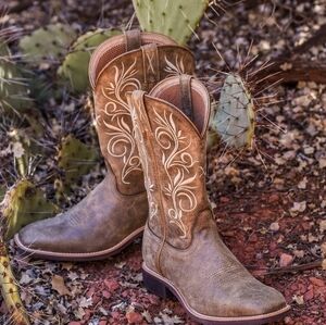 Twisted X 11" Top Hand Brown Bomber Leather Square Toe Cowboy Western Boots‎